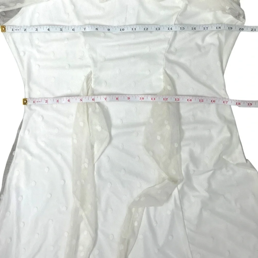 Lovers + Friends Ivory Mesh Dot Overlay Long Sleeve Dress - Size XL